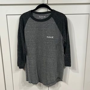 Men’s Hurley, 3/4 sleeve, Raglan shirt, Grey